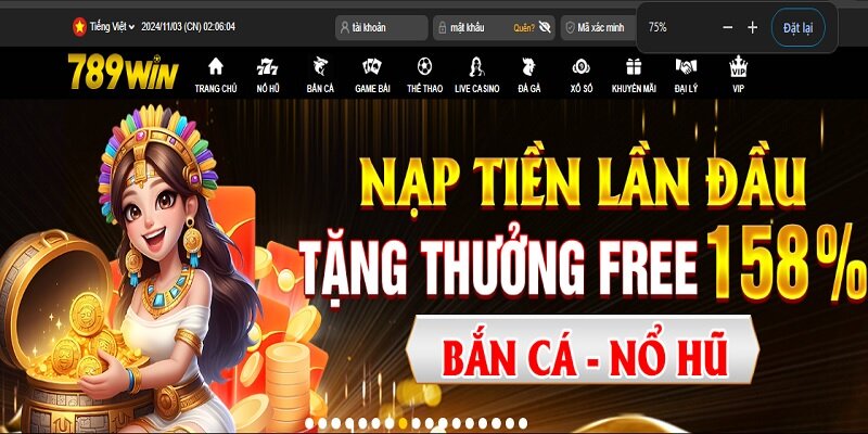 Khuyến mãi nạp lần đầu tặng 158% tại nhà cái